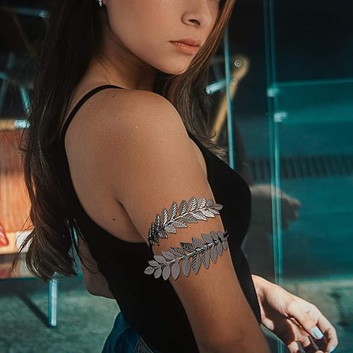 Miniatura 5 de RechicGu Pulsera de Hoja de Árbol de Navidad Brazalete de Brazo Superior Abrazadera Pulsera de Broche Pulsera de Brazalete Romano Griego Laurel