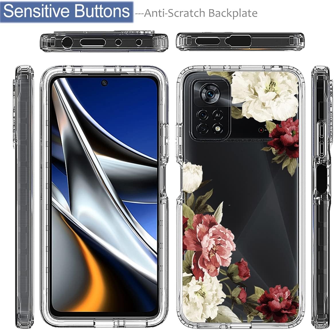 Custodia Trasparente Per Poco X4 Pro 5G + Vetro Temperato – Cover Rigida PC + TPU Antiurto - 3
