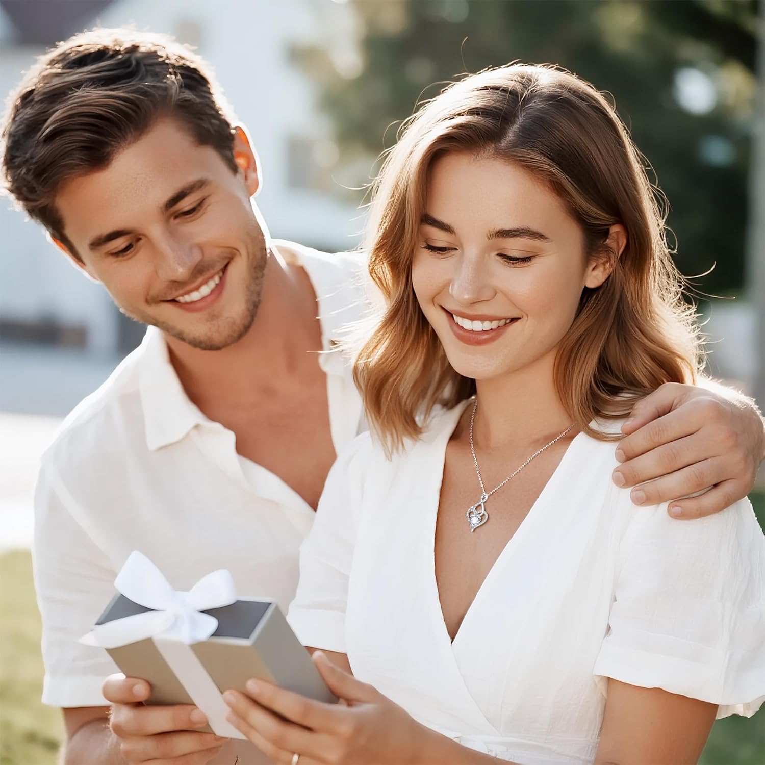 925 Sterling Silver Necklace Jewelry for Women- Exquisite Zircon Trendy Dainty Adjustable Chain Forever Love Pendant Necklace Heart Round Teardrop Birthday Anniversary Valentines Day Gift for Wife - Image 3