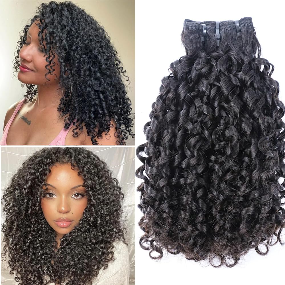 JYZ 16A Double Weft Pixie Bouncy Curly Human Hair Bundles 18 Inch 1 Bundle Burmese Curly Human Hair Bundles 3C4A 100% Unprocessed Brazilian Virgin