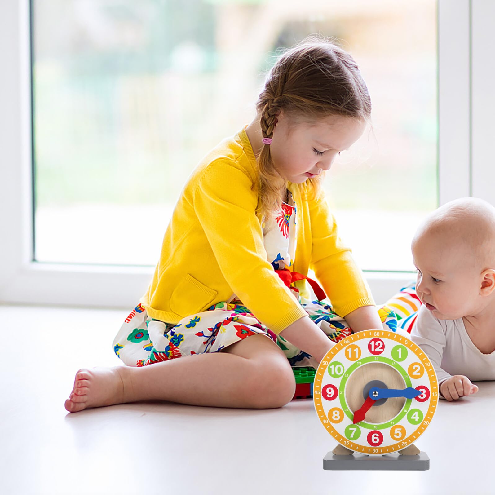ERINGOGO Reloj Didáctico para Niños Pequeños de Madera Decoracion Colegio