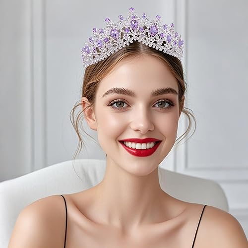 Miniatura 2 de Kamirola - Corona de reina y tiara corona de princesa para mujeres y niñas, diademas de cristal para novias, disfraces góticos de Halloween para