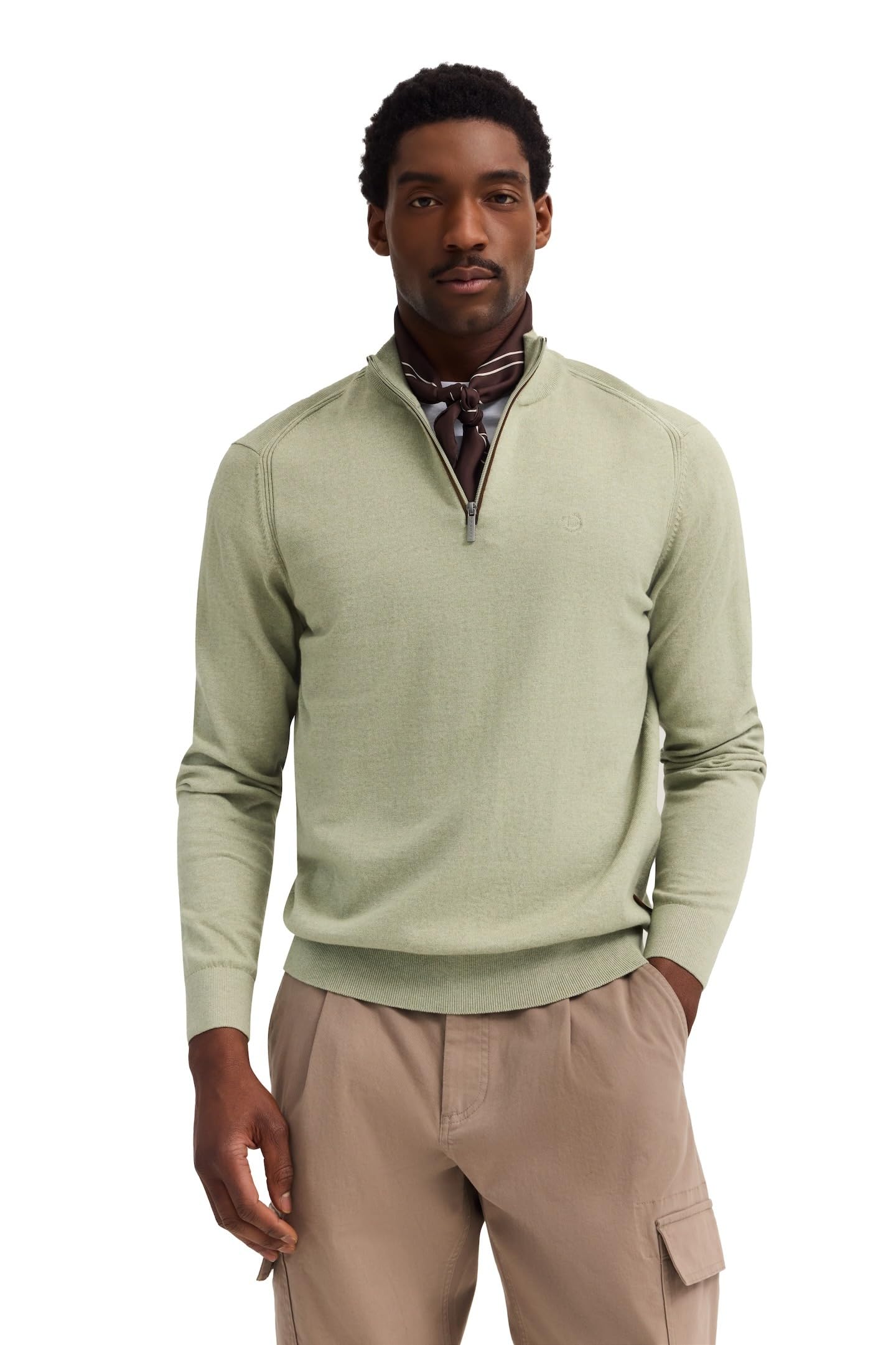 bugatti Herren Troyer 7500-85520D Regular Fit Baumwolle-Kaschmir-Mix Stehkragen elegant Freizeit Business