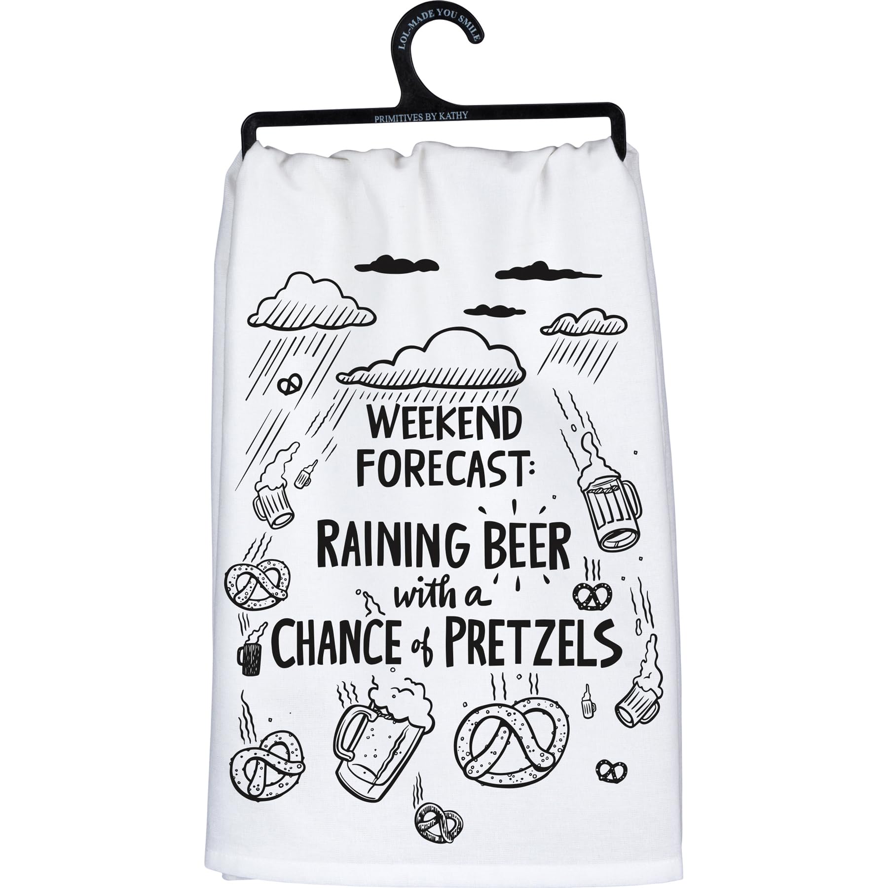 Torchon de cuisine décoratif Primitives by Kathy avec motif humour bière et bretzels