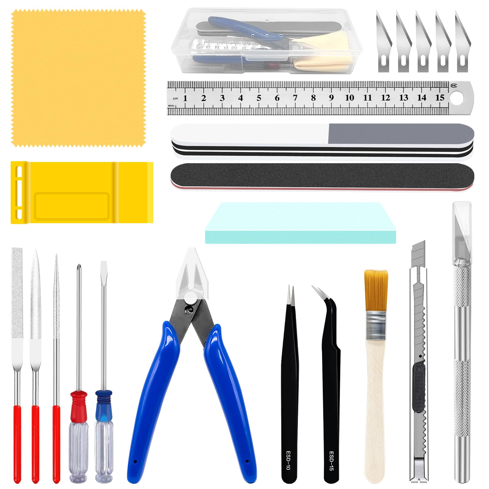 Waltool 23Pcs Hobby Model Building Tools Kit for Gundam, Modeler Basic Tools Craft Set for Modeling, Repairing and Fixing