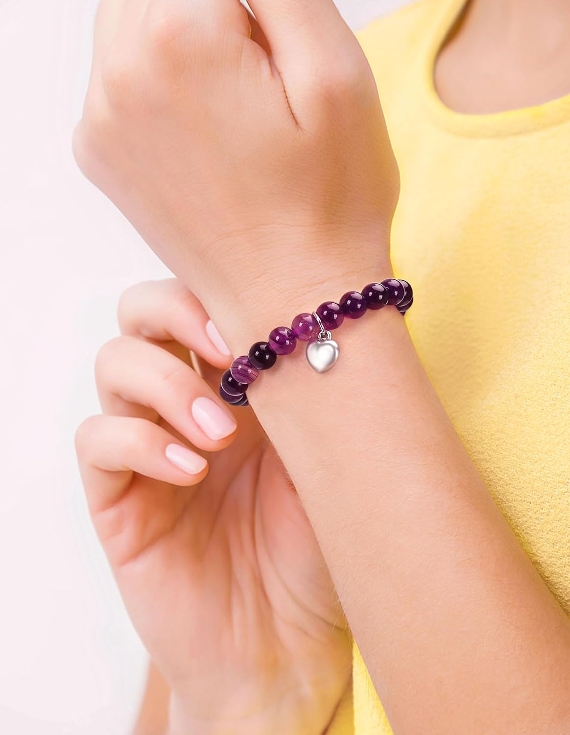 LEJIAJINW Inspirational Get Well Soon Gifts Healing Prayers Bracelets for Women Best Friends Sister Girls After Surgery Self Care Purple Gift Sympathy Memorial Loss of Loved One - Image 4