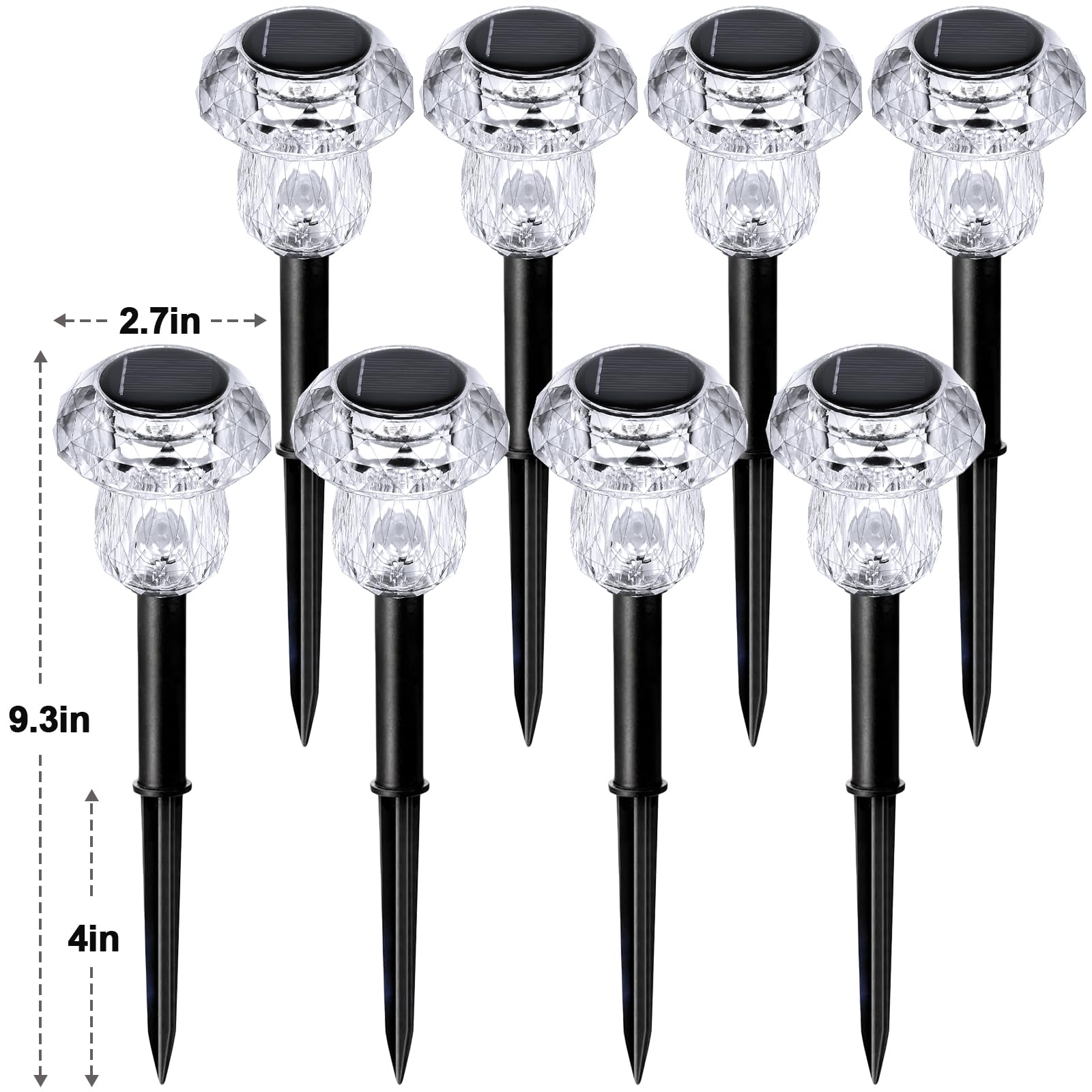 Luci solari per vialetti esterni, confezione da 8 luci da giardino a fungo, impermeabili, ad energia solare, illuminazione per paesaggio, vialetto, sentiero, passerella, patio, decorazioni da