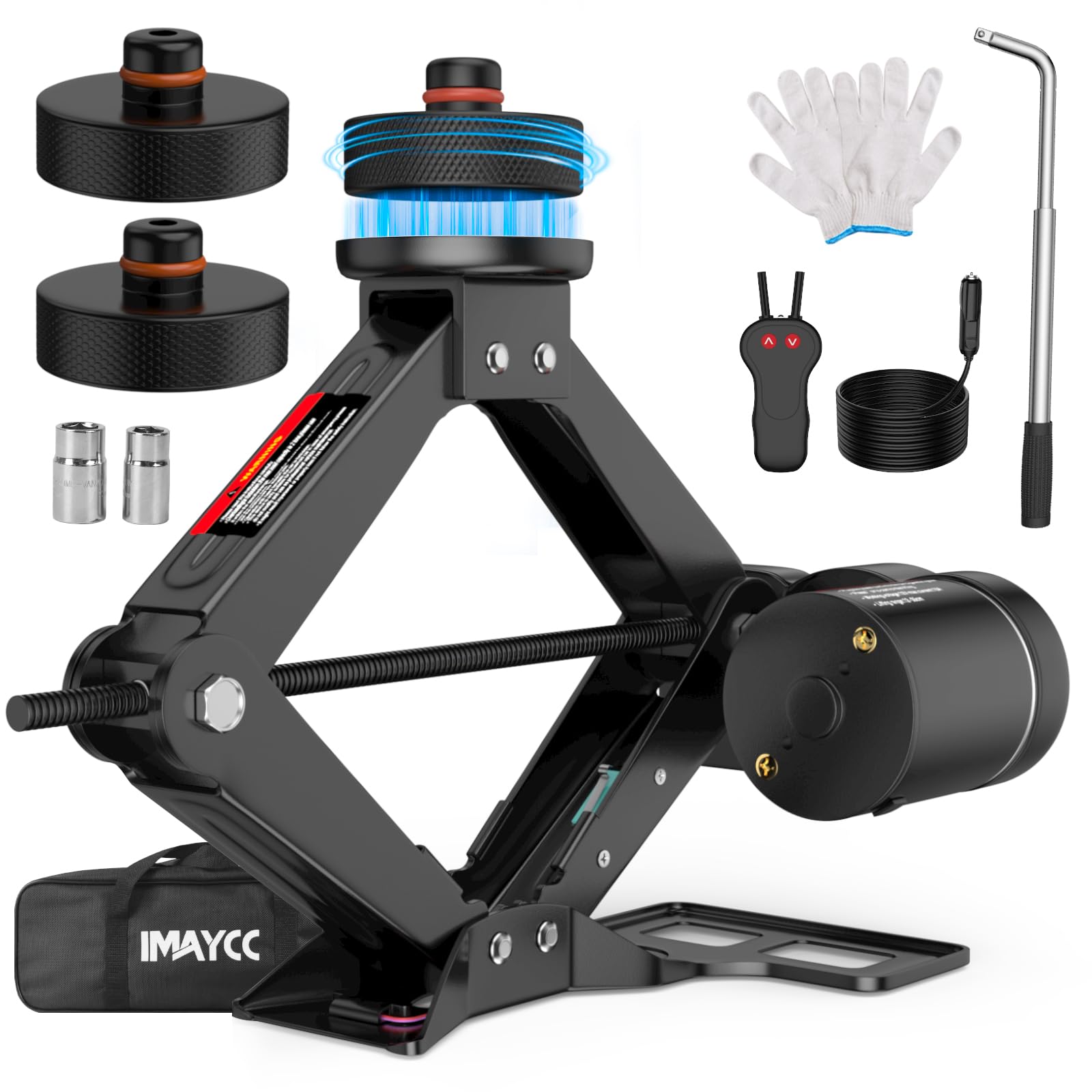 IMAYCC Elettrica Cric Per Auto 2T, Universale Cric Auto per Tesla 3/Y/X/S Con Tampone In Gomma, Cric Portatile Con Chiave Per Dadi Ruota, Kit Emergenza Auto Tesla Manutenzione e La Riparazione