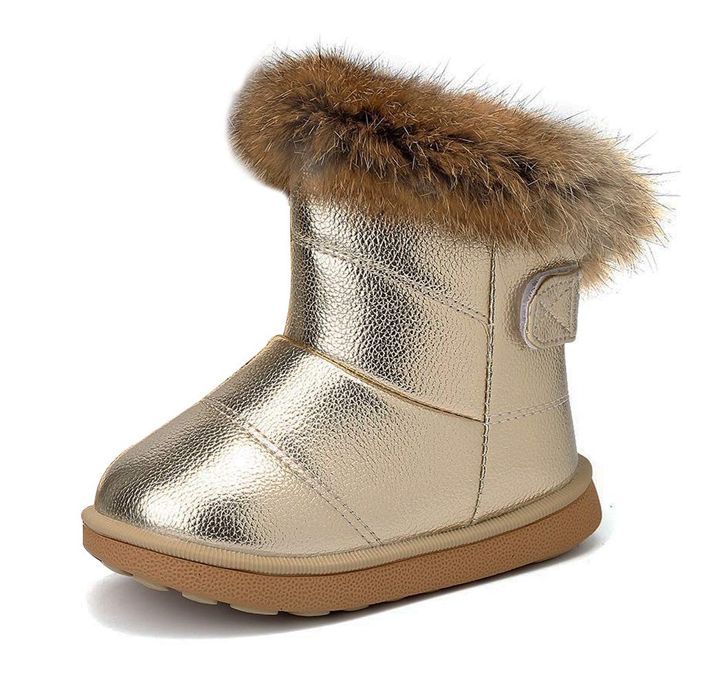 KVbabby Bambine e Ragazze Carino Stivali da Neve Morbide Fodera calda Stivali Scarpe di Cotone Piatto Pelliccia Stivali