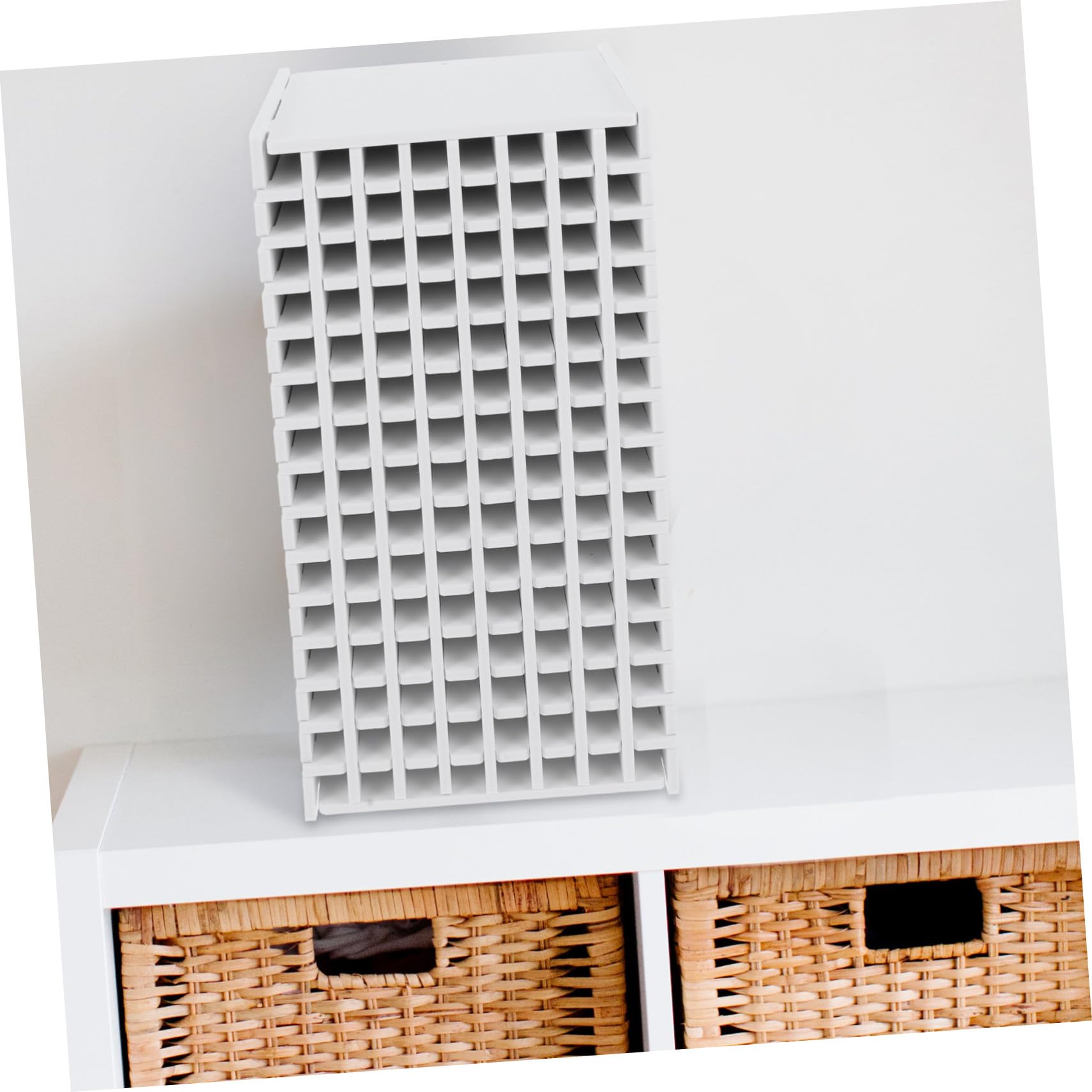 Portapenne per Scrivania in Legno Bianco Scomparti Robusti e Capacità Fino a 120 Penne, Organizer Multifunzionale per Ufficio e Insegnanti