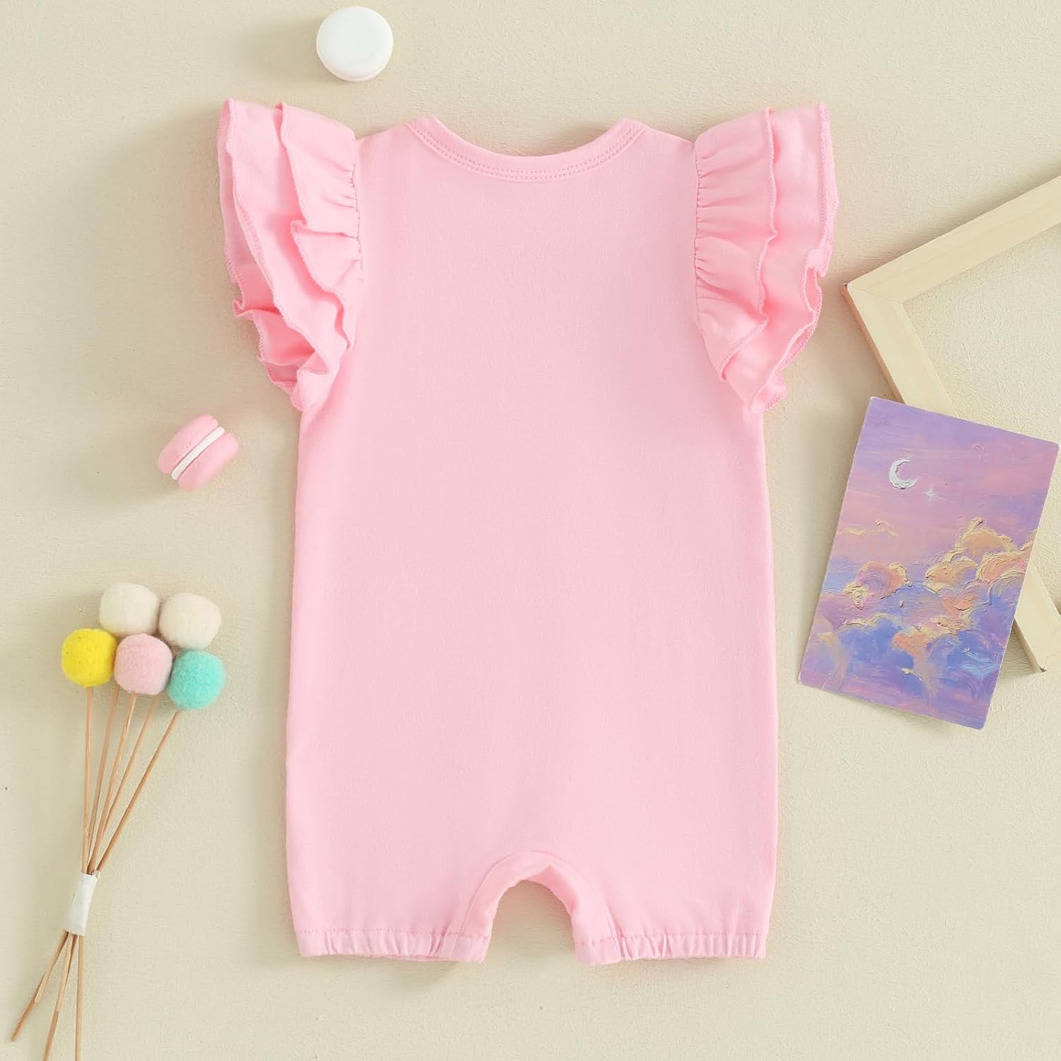 Newborn Infant Baby Girl Basic Ruffle Romper Bodysuit Jumpsuit Casual Clothes Summer One Piece Solid Outfit - Image 3
