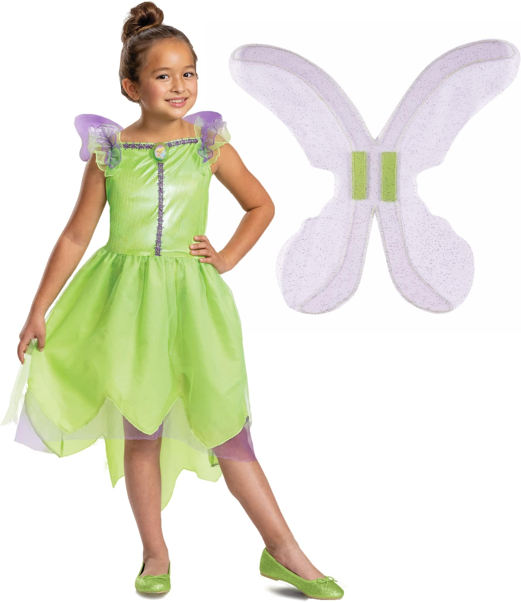 Disguise Disney Tinkerbell Classic Fancy Dress Costume, Perfect for Tinkerbell Fans, Includes A Beautifully Detailed Dress With Fairy Wings, Green Fairy Costume for Girls, in Size 4-6, 3-4 years