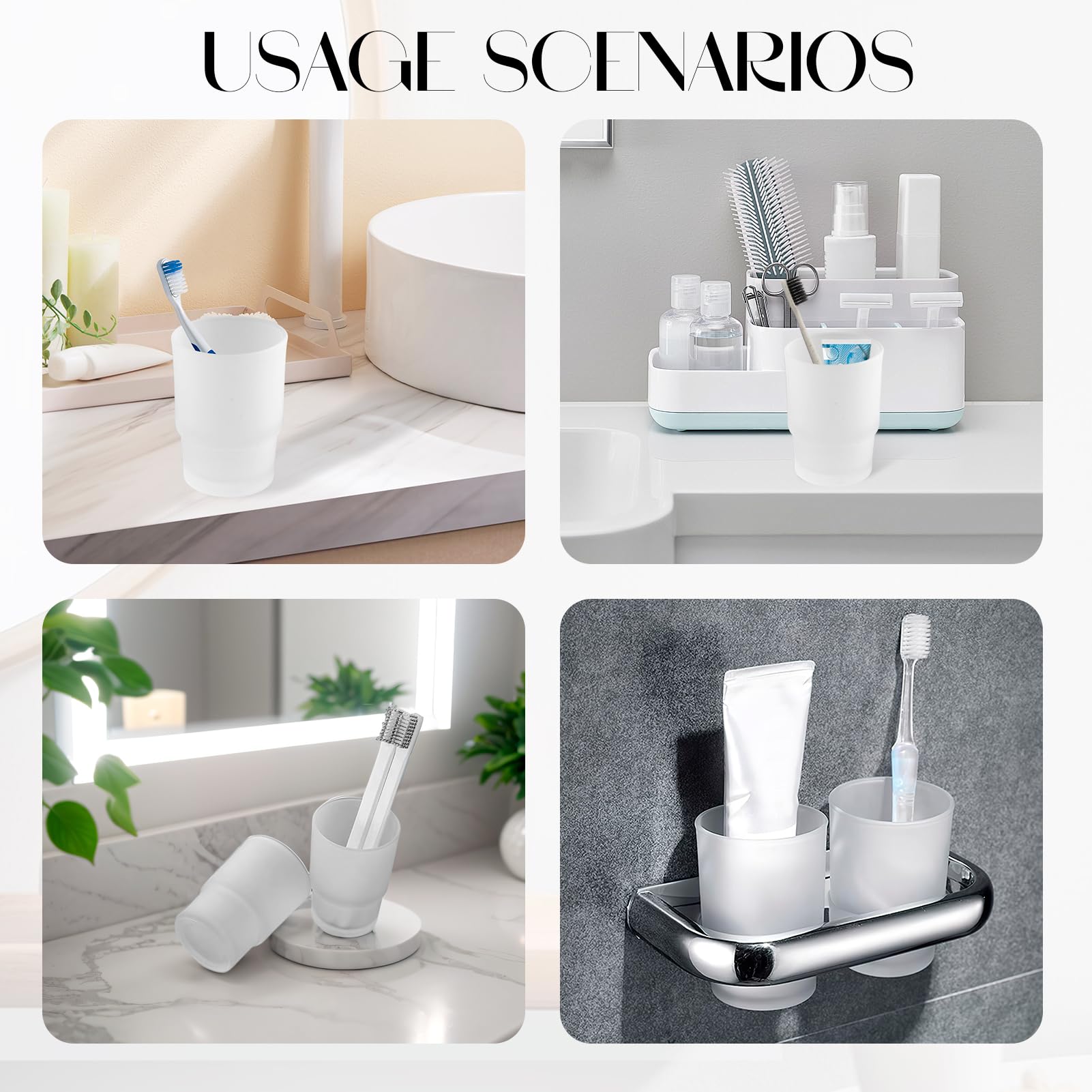 Lot De 2 Gobelets à Brosse à Dents En Verre Satiné Blanc - Élégant Et Pratique Pour La Salle De Bain Ou Les Voyages