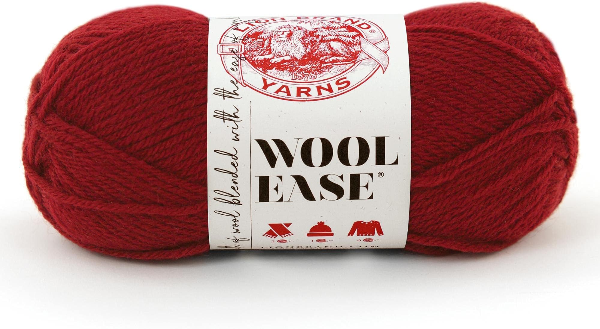 Wool-Ease, Soft, Worsted Weight Wool Blend Yarn for Knitting, Crochet, and Crafts, Cranberry, 1 Pack