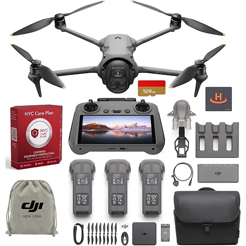 DJI Mavic 4 Pro Fly More Combo with DJI RC 2, (Including 1-Year NYC Care Plan) Flagship Tri-Camera Drone with 100MP 4/3 CMOS Hasselblad Camera, 30km/18.6mi Video Transmission, 51-Min Max Flight Time, Charging Hub, and More