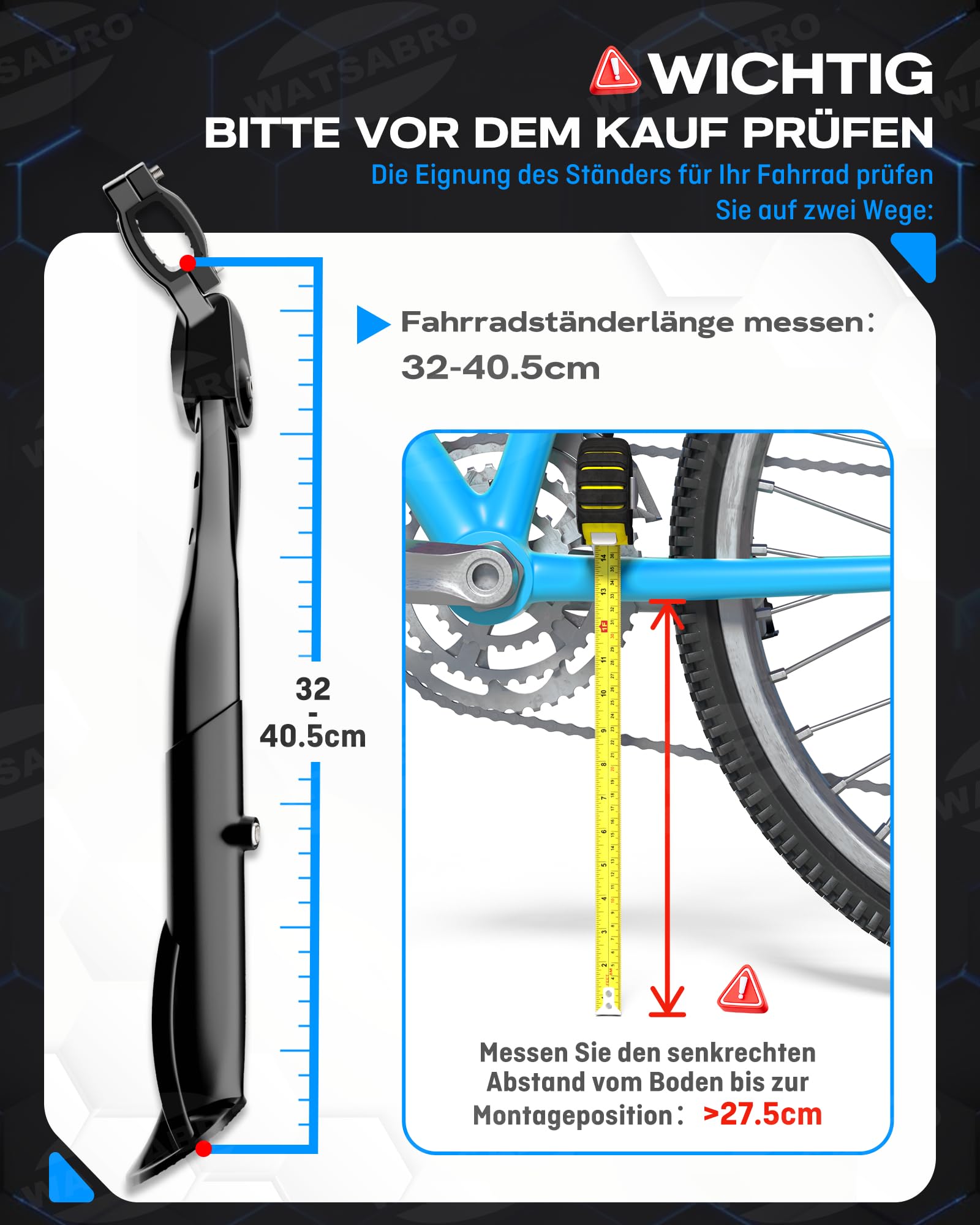 WATSABRO Fahrradstnder 24-29 Zoll Pro+,Hhenverstellbarer Fahrrad  stnder,Zunahme gepunktete rutschfeste gummife,Maximale Belastung 42 ...