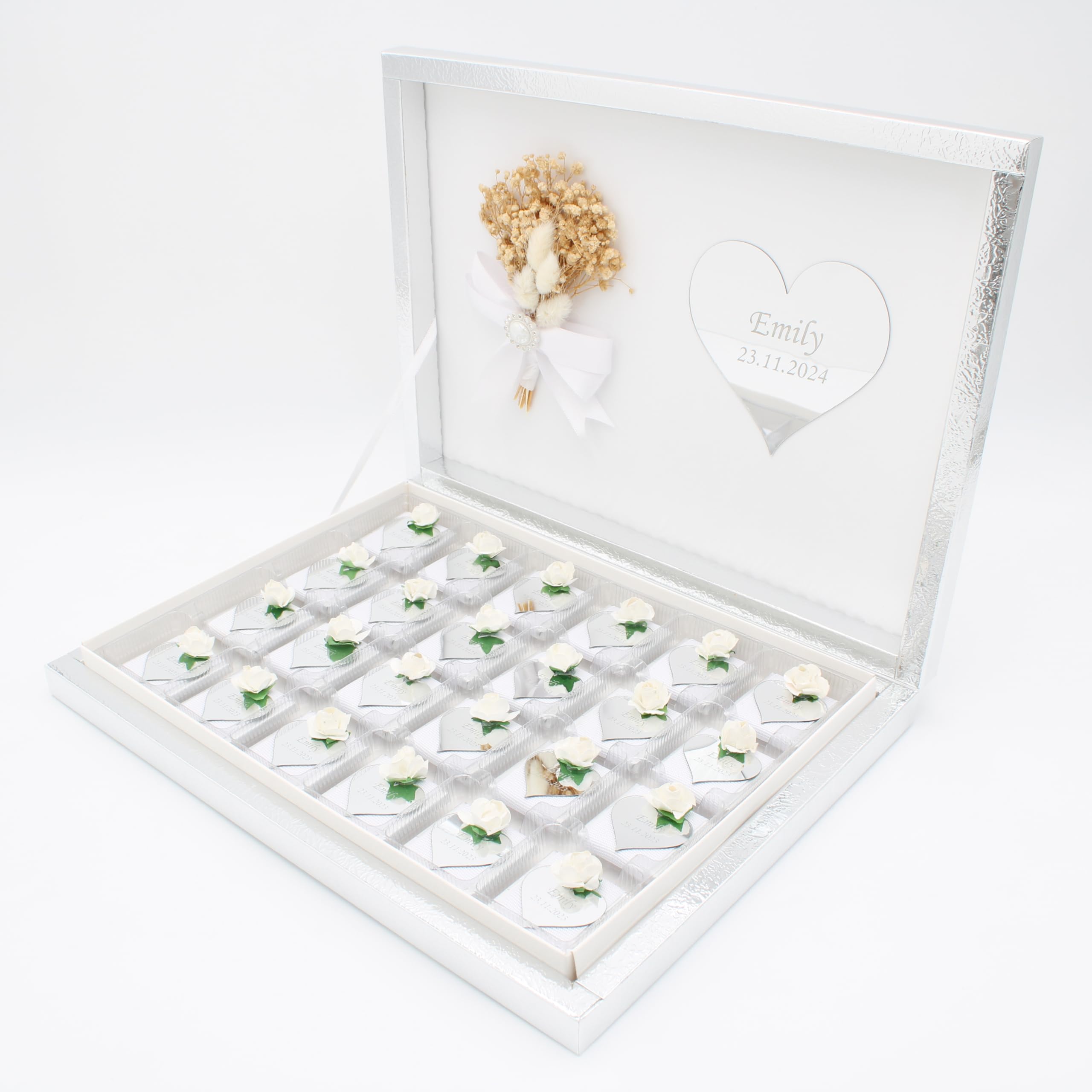 Personalisierte Schokoladenbox - Ideal für Hochzeit, Nişan & Kız İsteme, Handgefertigt, [16/24/32/48 Stück] - Perfektes Gastgeschenk für Söz, Geburtstag & Valentinstag