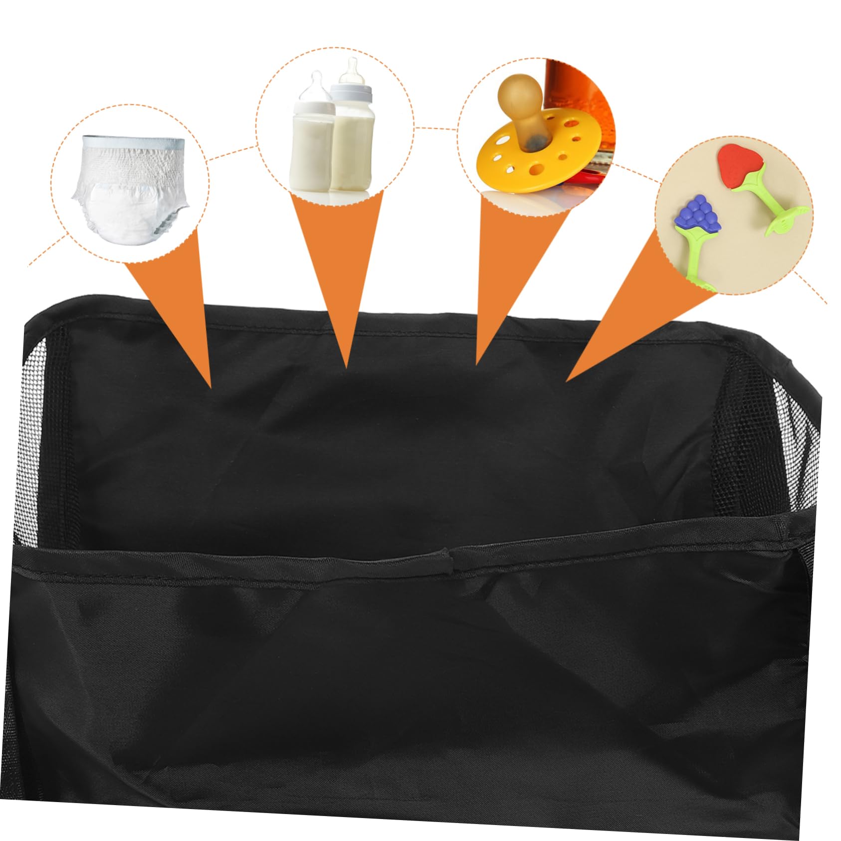 Borsa Organizer per Passeggino, Cestino Inferiore Nero in Oxford