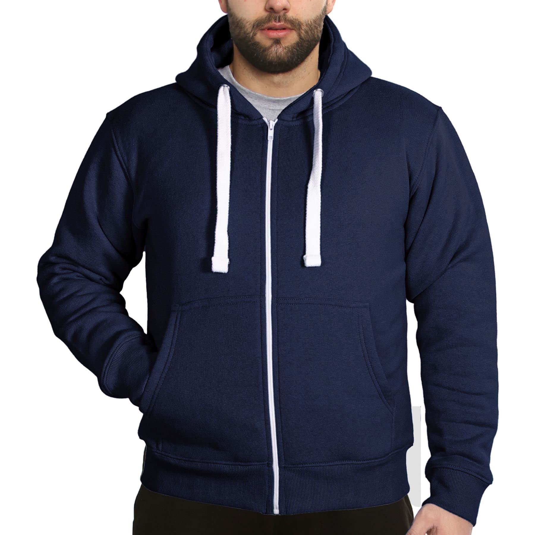 A2z Men's Navy Fleece Zipper Hooded Sweatshirt - Zipper S