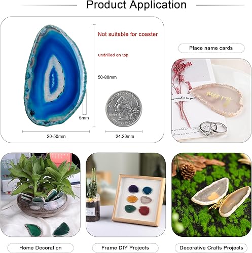 Miniatura 2 de mookaitedecor - Piezas de mesa ligeras de ágata pulida, lozas de ágata geodésica, paquete de 12