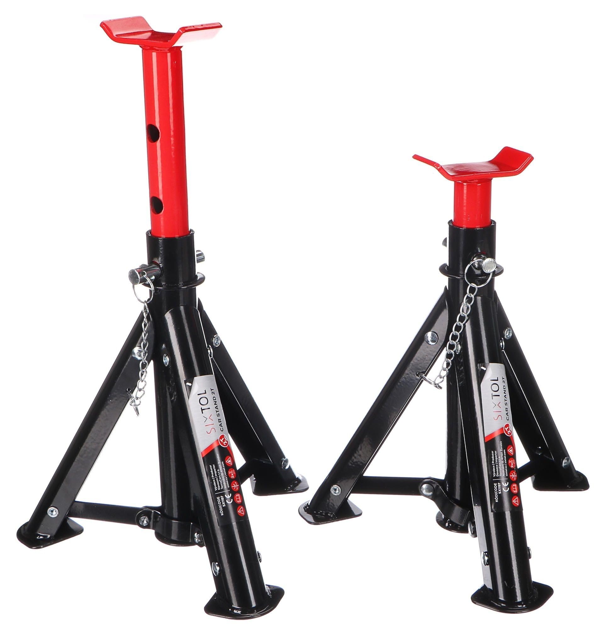 SIXTOL MECHANIC CAR STAND 2T | Folding Car Jack Stand | Adjustable Height | Heavy-Duty Steel | 2 Pcs
