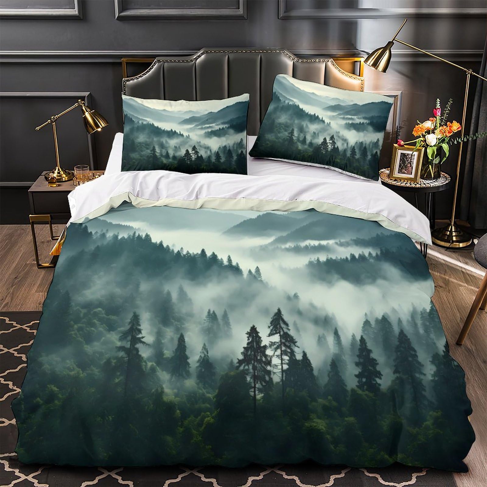 Housse de couette mont Fuji 260x220 cm avec parure de lit japonaise en microfibre douce