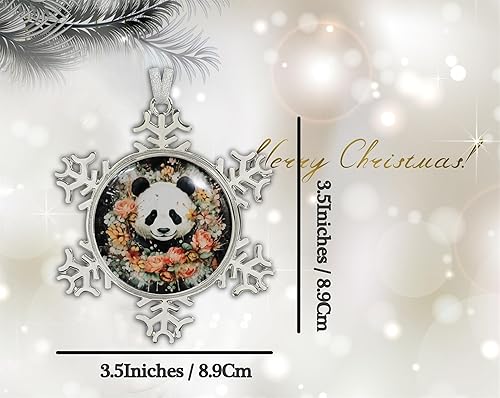 Miniatura 2 de XUTAI Adorno de Navidad, copos de nieve, adornos de árbol de Navidad, decoración del hogar, imagen de cristal, cúpula de panda, corona de flores,