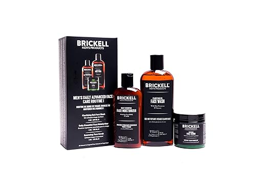 Brickell Daily Advanced Face Care Routine I para hombre limpiador facial de gel exfoliante facial loción hidratante facial natural y orgánico sin
