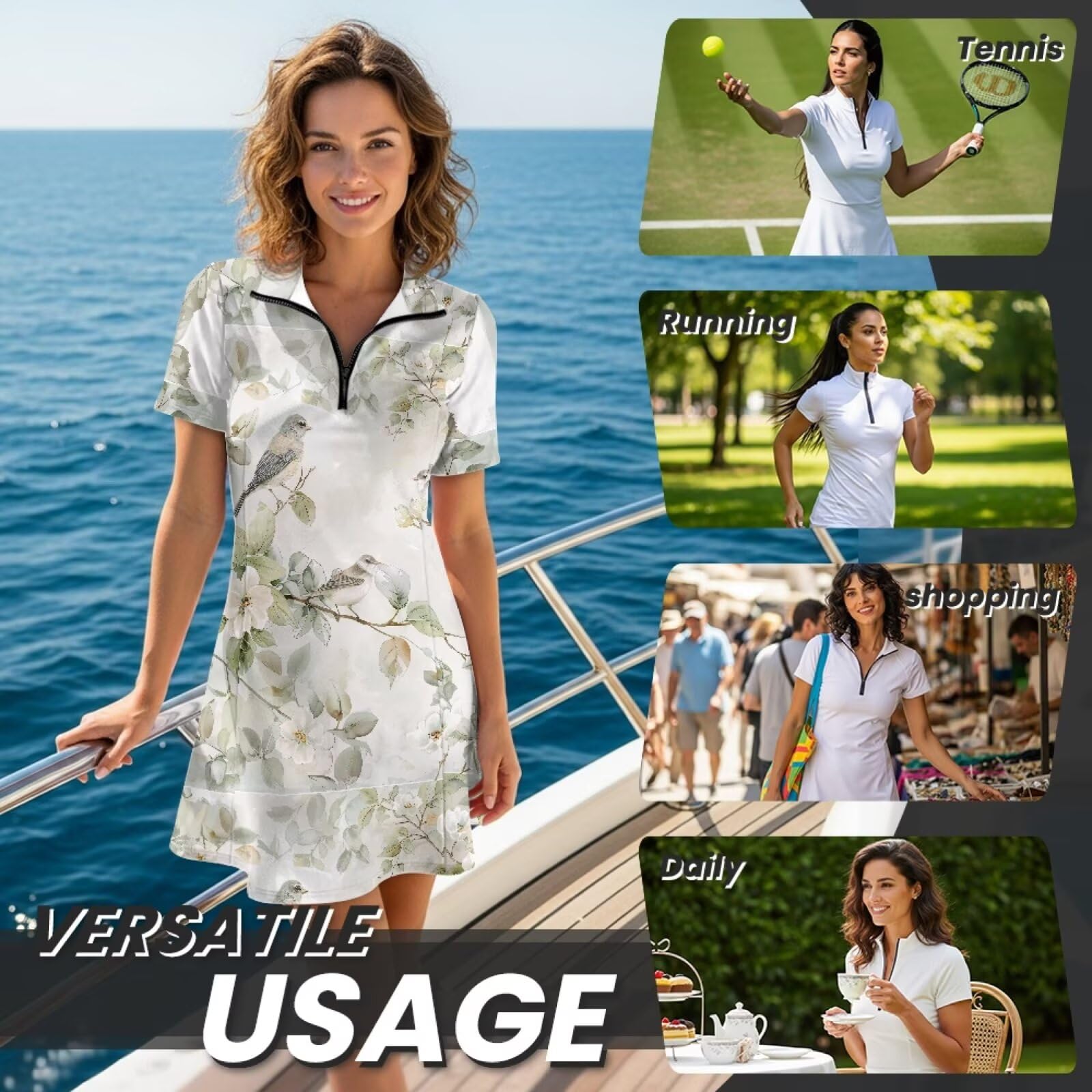 chaqlin Abiti da golf da donna abiti estivi casual a vita alta abito da golf abbigliamento da tennis da donna con pantaloncini XS-2XL