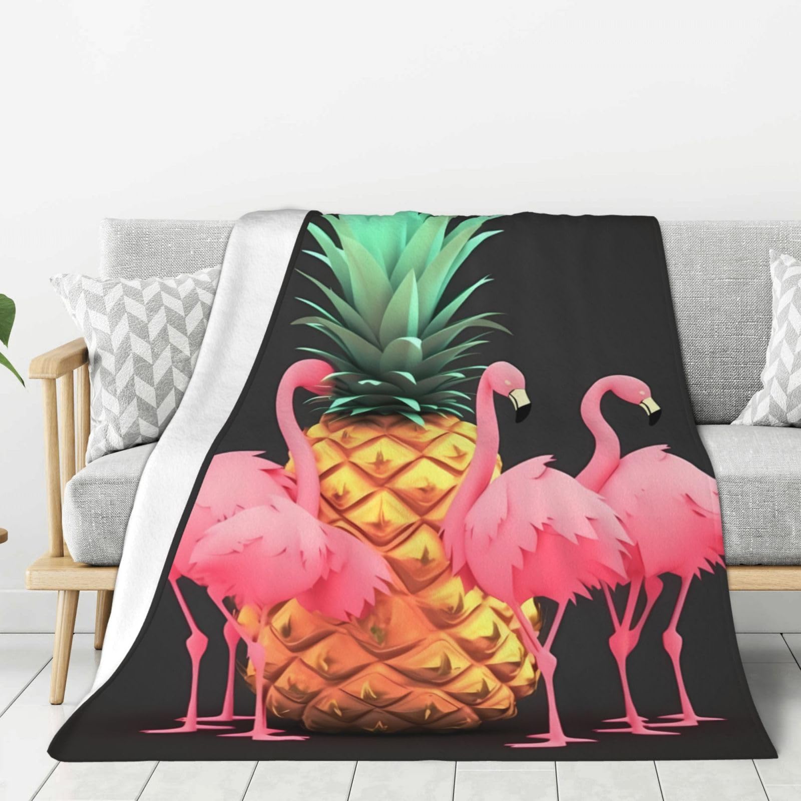 Couverture lit et canapé légère motif ananas pour vos soirées cocooning