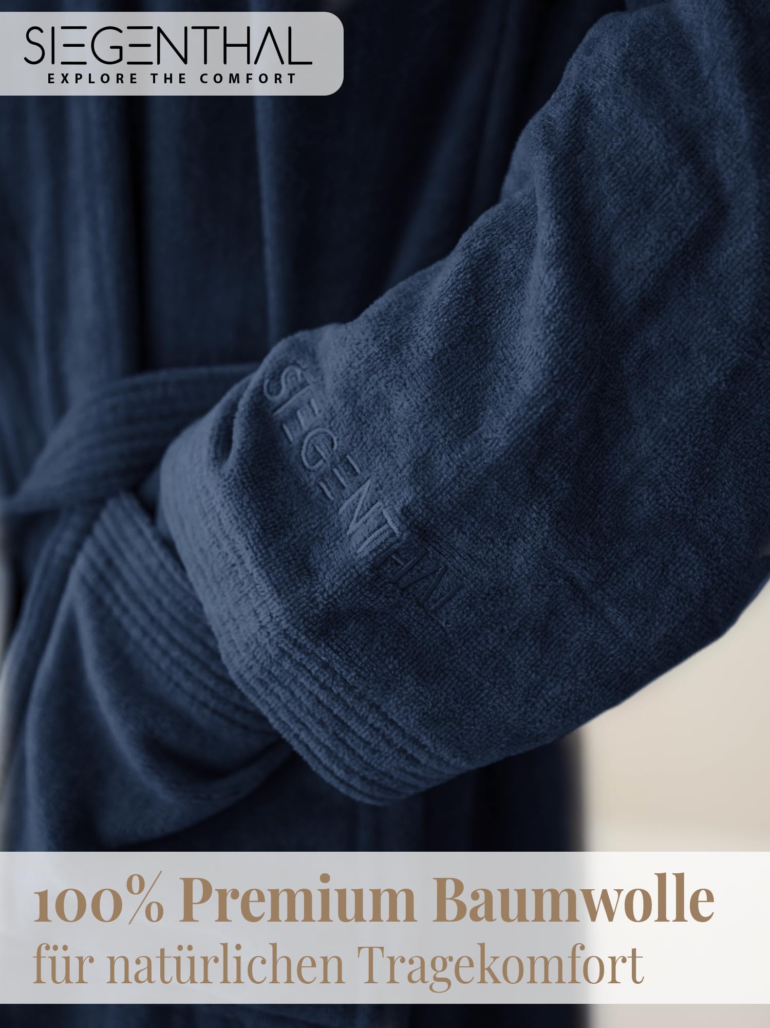 Herren Bademantel Frottee Velour 100% Baumwolle mit Schalkragen Weich M bis XXL – Kuscheliger Bademantel für Männer, Sanft, Komfortabel, Waschbar, Weich