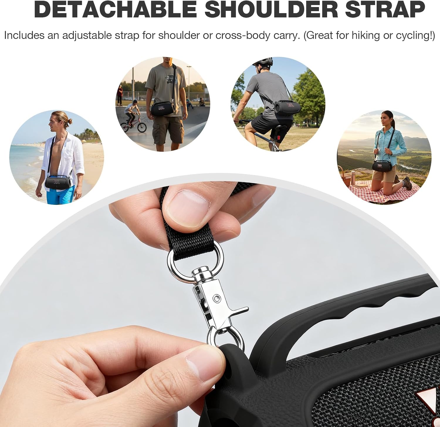 Silicone Case Compatible with JBL Charge 5 Portable Waterproof Bluetooth Speaker (Black) - Image 3