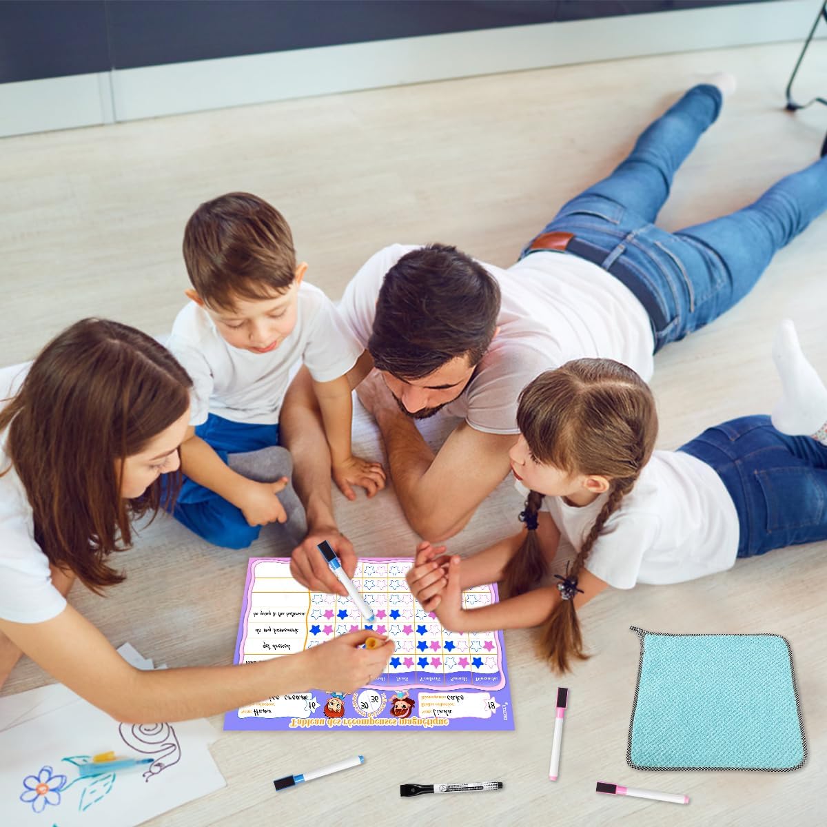 Tableau de Récompense Magnétique Enfant, Comportement et Routine Semainier Avec 5 Stylos - Pour Garçons et Filles, 34 X 24 cm, Français