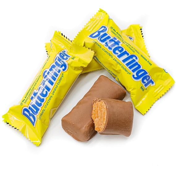 Butterfinger Candy Bars 1 lb Anti Melt Pack, Crunchy Peanut Center, Chocolatey Shell, Individually Wrapped, Bulk Resealable Bag, Fun Size