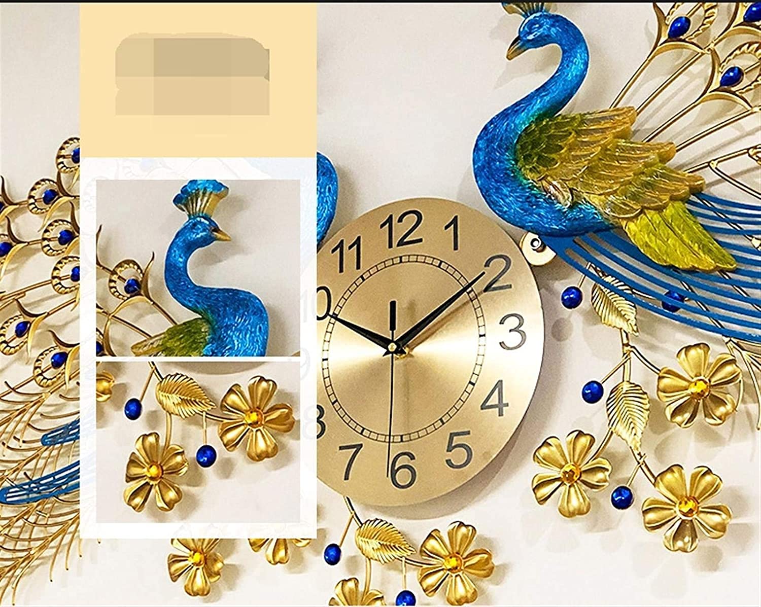 Große Pfau Wanduhr Metalldesign stille Kunstuhren batteriebetrieben dekorative Digitale Wanduhren für Wohnzimmerdekor, 165 * 60 cm
