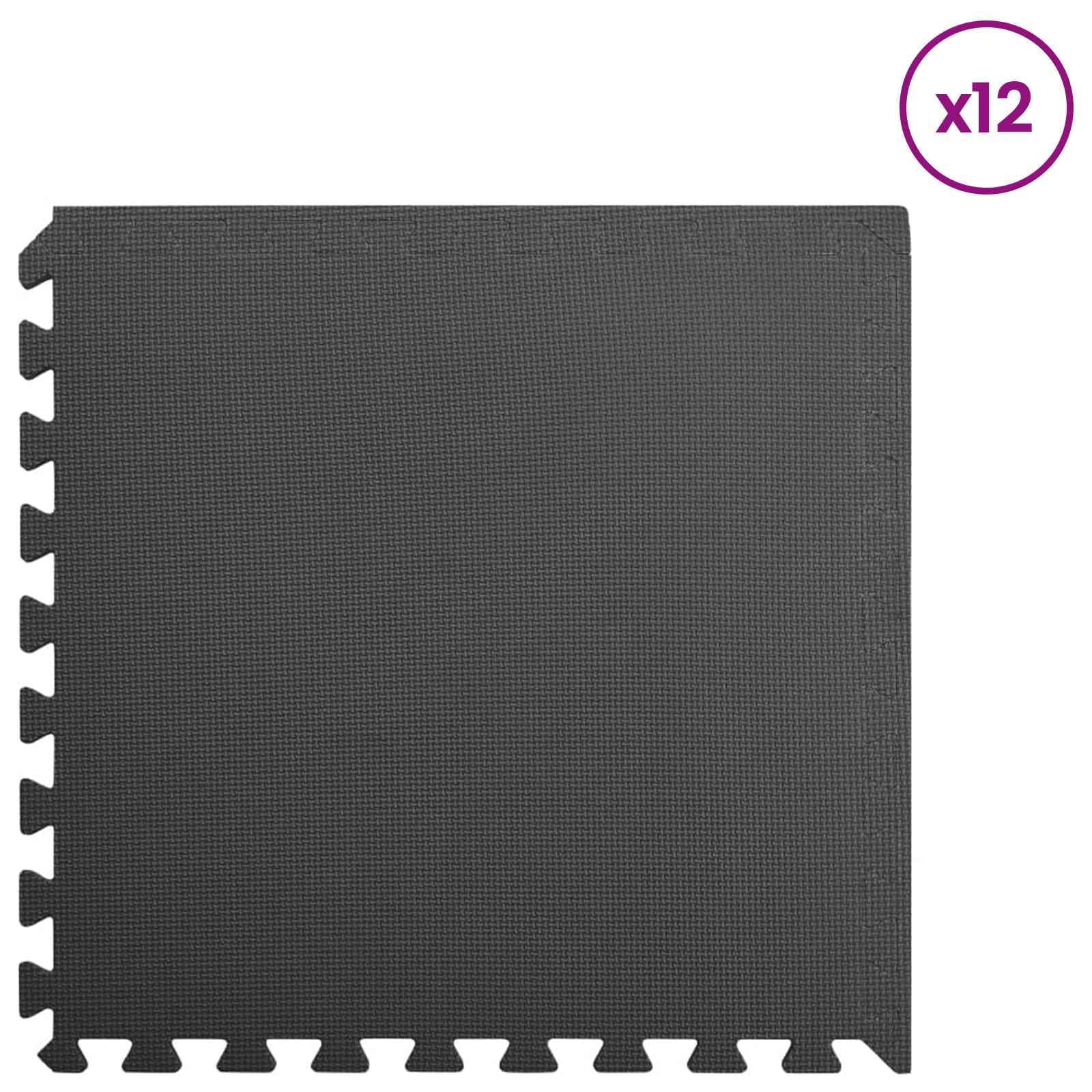 Mats de Ejercicio en Rompecabezas 12 pcs Negro 4,32 ㎡,Deportes,Fitness y musculación,Esteras para Equipos de Gimnasia,3.75kg-3433272