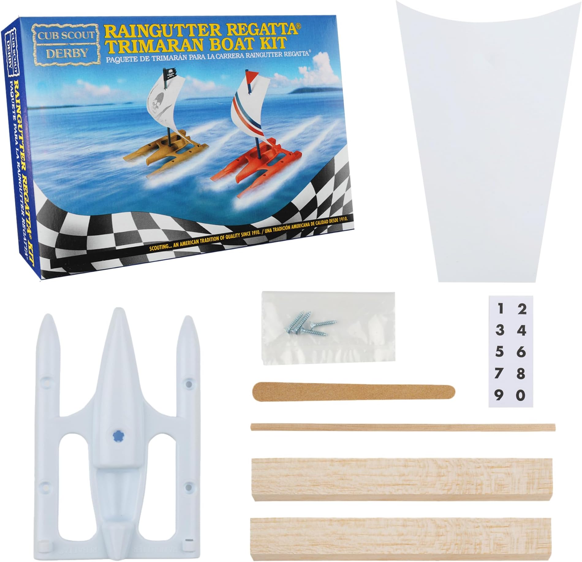 Raingutter Regatta Trimaran Race Boat Kit - Easy Build DIY Model for Kids & Scouts (Scouting America)