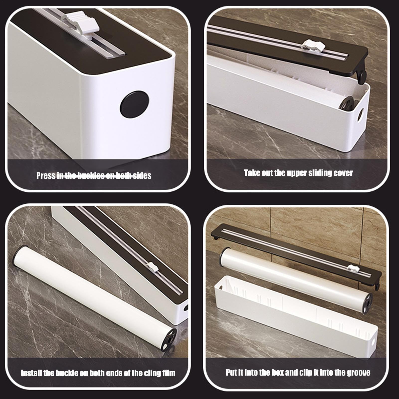 Aluminium-Papierhalter mit integriertem Schneider, ausziehbarer Folienspender – robust, platzsparender Organizer für Wachspapier und Kühlschrank mit Schneidsystem