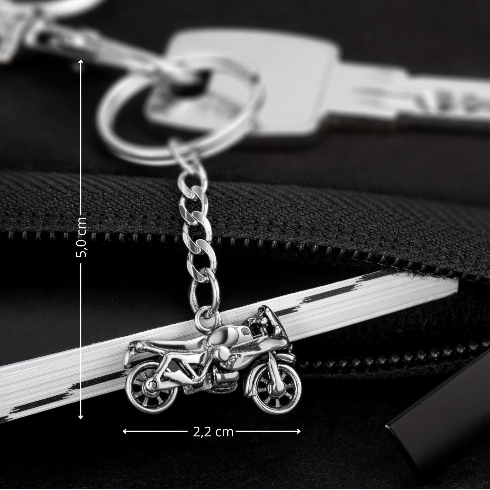 Motorrad Schlüsselanhänger Aus Hochglanzpoliertem 925 Silber