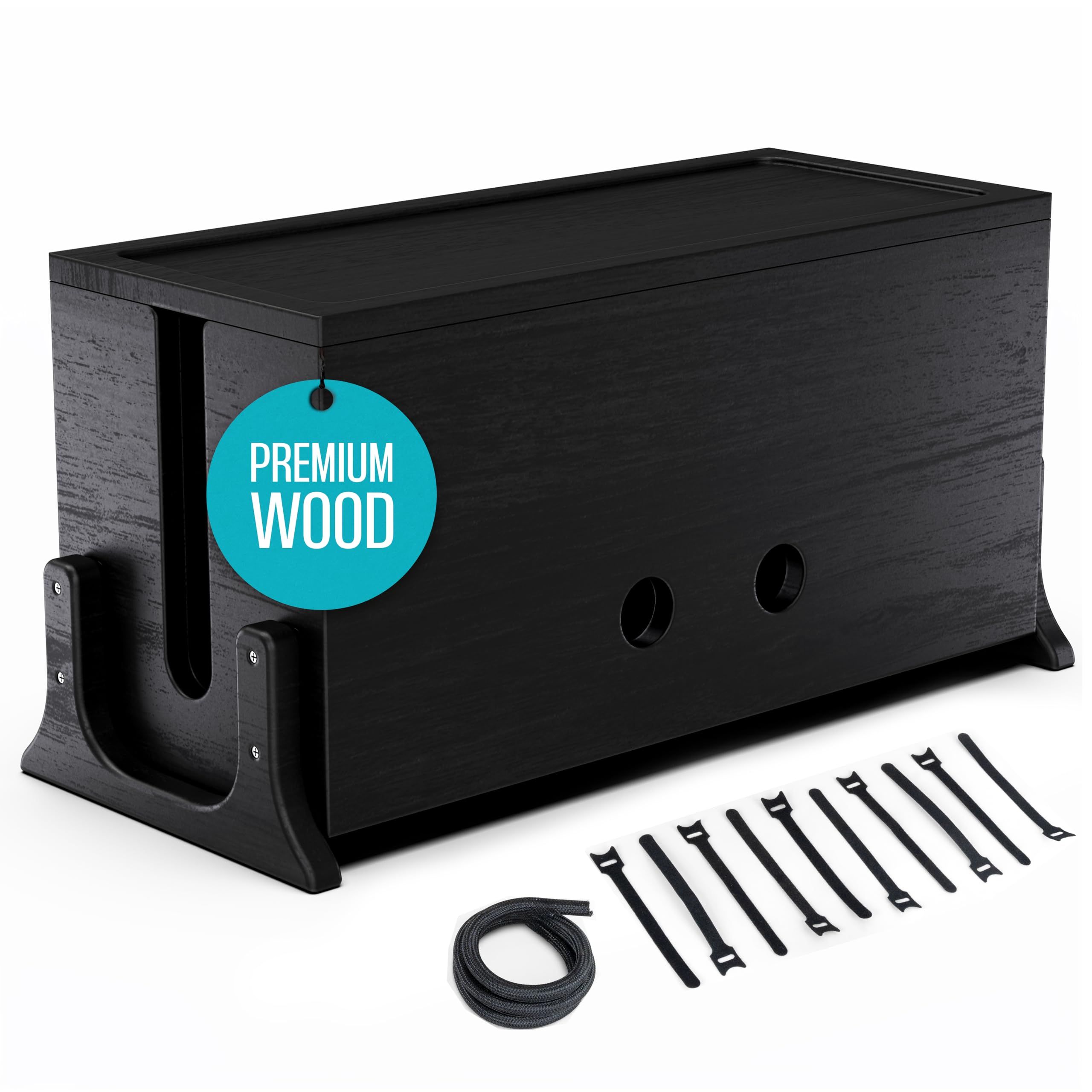 Extra Large Cable Management Box, Wood Cord Hider Box & Organizer for Power Strip, TV Wires & Desk Cable Storage โ image 1