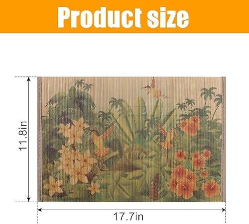 Miniatura 8 de Manteles individuales de bambú para mesa de comedor, juego de 4 manteles individuales, resistentes a las manchas, resistentes al calor, tapetes de