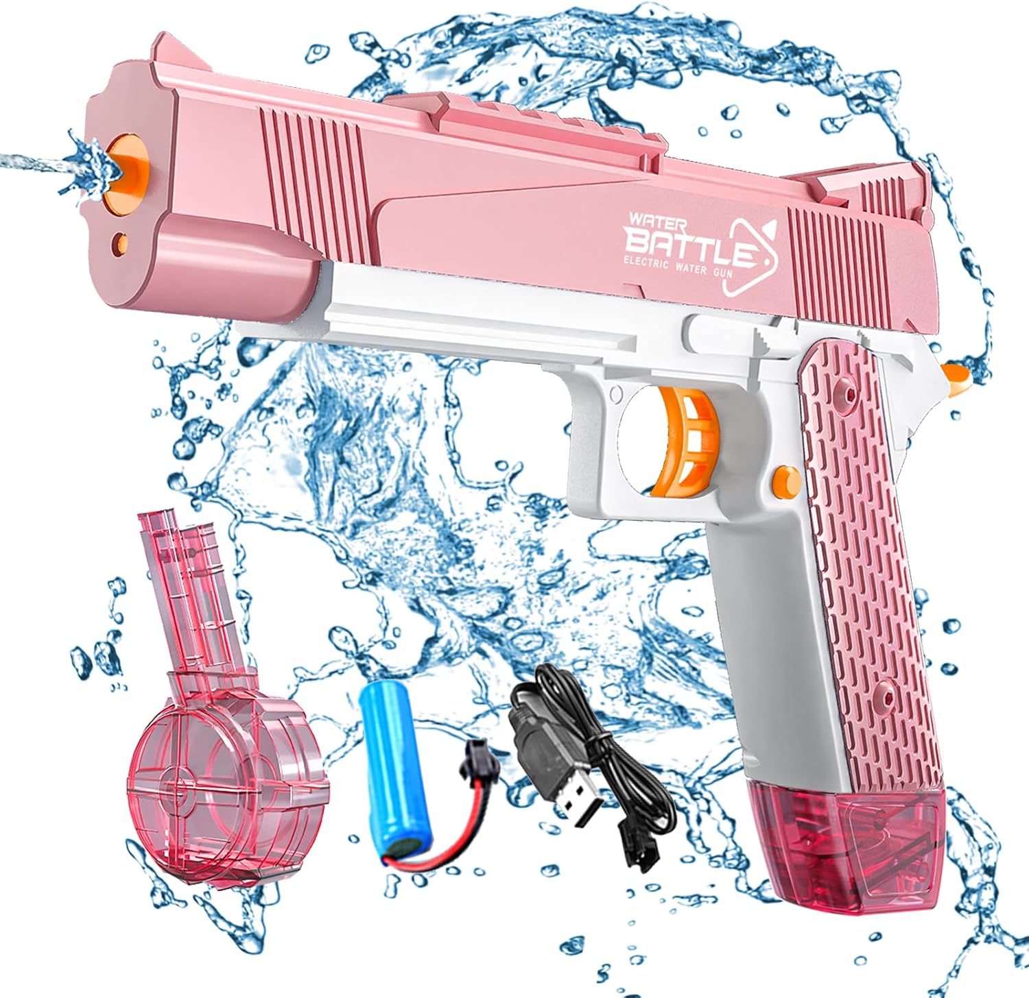 Pink Electric Water Gun with Long Range,Automatic Squirt Gun for Kids and Adults, Long Distance Water Pistol for Pool Beach Outdoor Play