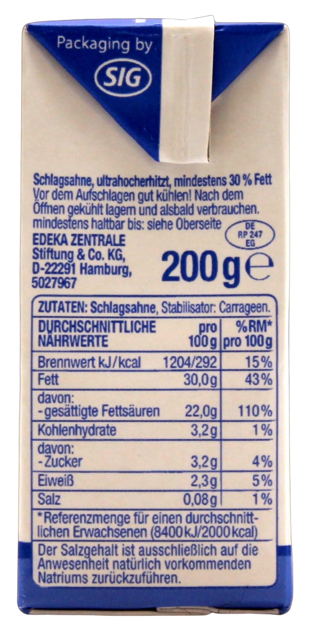 Gut & Günstig haltbare Schlagsahne 30% Fett, 27er Pack (27 x 200g)