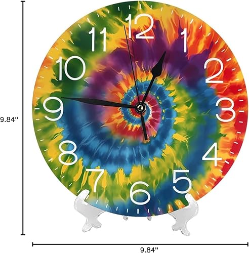 Miniatura 10 de Reloj de pared redondo tribal étnico teñido anudado, silencioso, sin tictac, relojes decorativos de cuarzo a pilas, relojes de escritorio