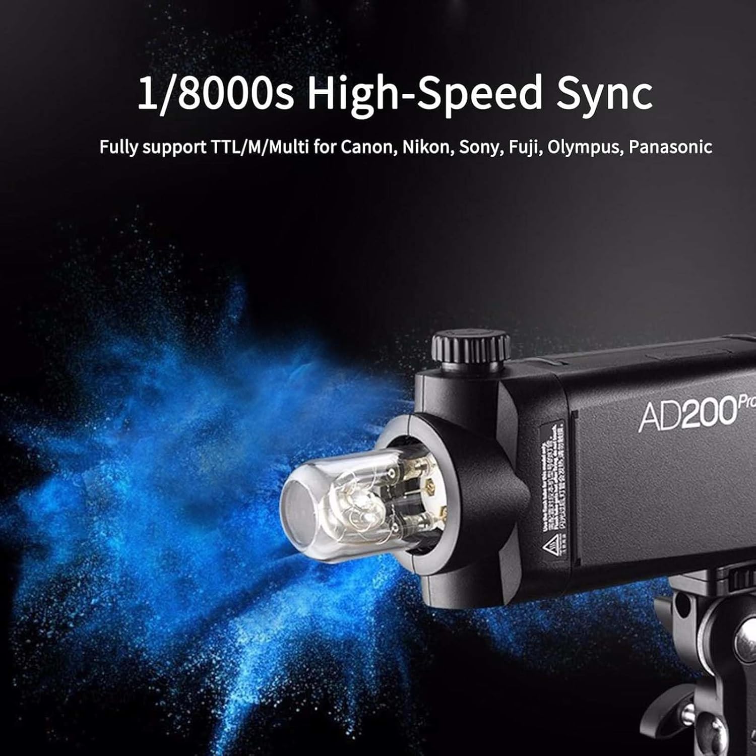 Godox AD200 Pro AD200Pro Pocket Outdoor Flash Strobe, 200Ws 2.4G TTL 1/8000s HSS Monolight, 0.01-1.8s Recycle, 500 Full Power Flashes, GODOX AD 200 Pro with Lithium Battery and Bare Bulb Flash Head