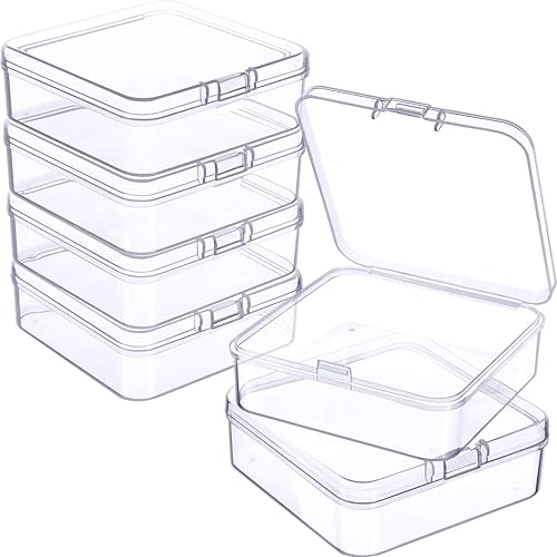 6 cajas de almacenamiento de cuentas transparentes de plástico para coleccionar objetos pequeños, cuentas, joyas, tarjetas de visita, piezas de