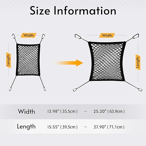 Miniatura 8 de rabbitgoo Barrera de red para perros para SUV, barrera para mascotas con ganchos de metal y malla elástica, divisor de automóvil y bolsa de