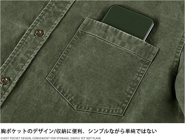 [Petoka] シャツ 半袖 メンズ 100%綿 ポケット付き ウォッシュド 速乾 釣り 作業着 ワイシャツ ミリタリーシャツ 夏 - 3