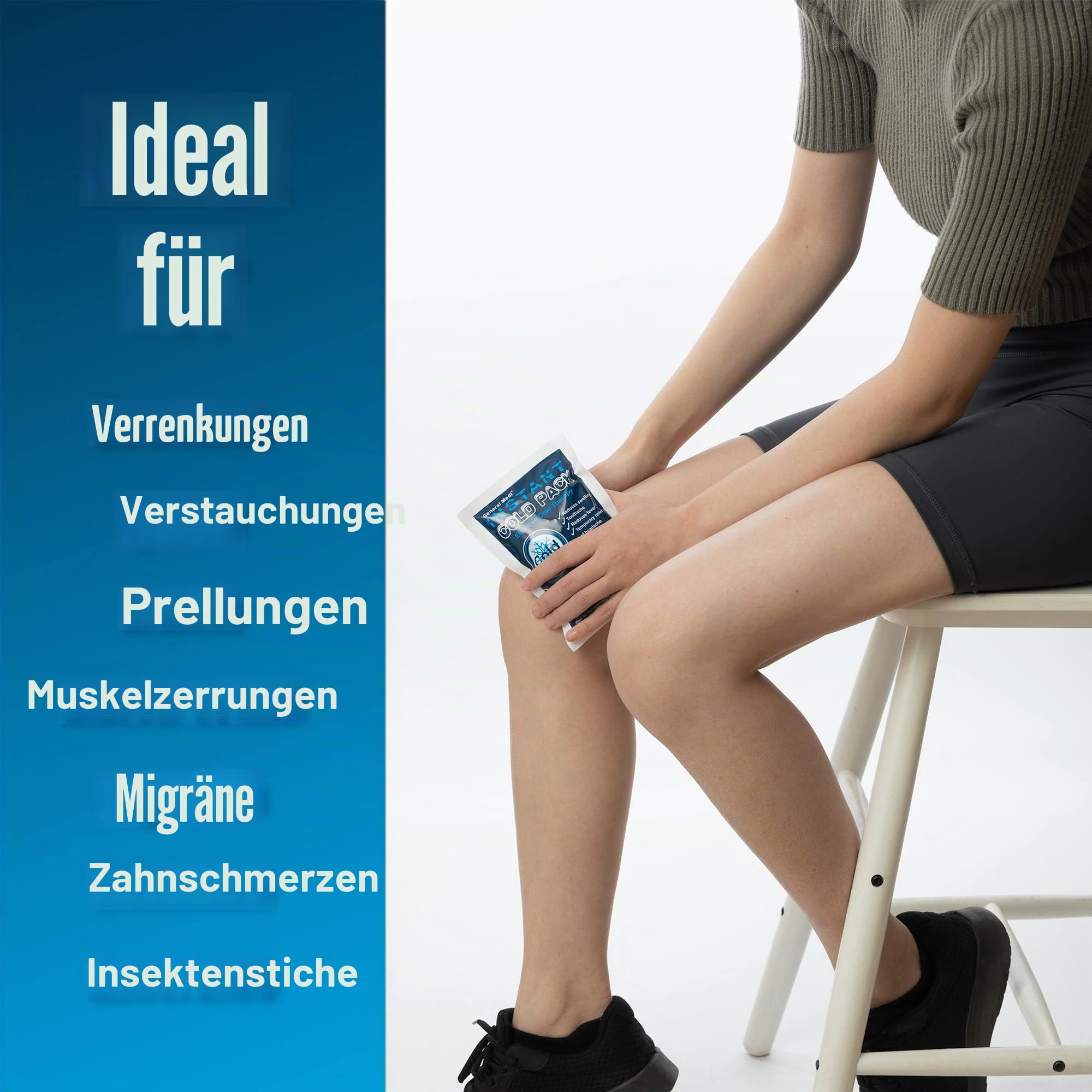 General Medi Einweg Kälte-Sofort-Kompresse (25 Stück), Kühlpack zum sofortigen Kühlen und für Erste-Hilfe-Maßnahmen, Schmerzlinderung, Schwellungen, Entzündungen, Kühlkissen zur äußerlichen Anwendung
