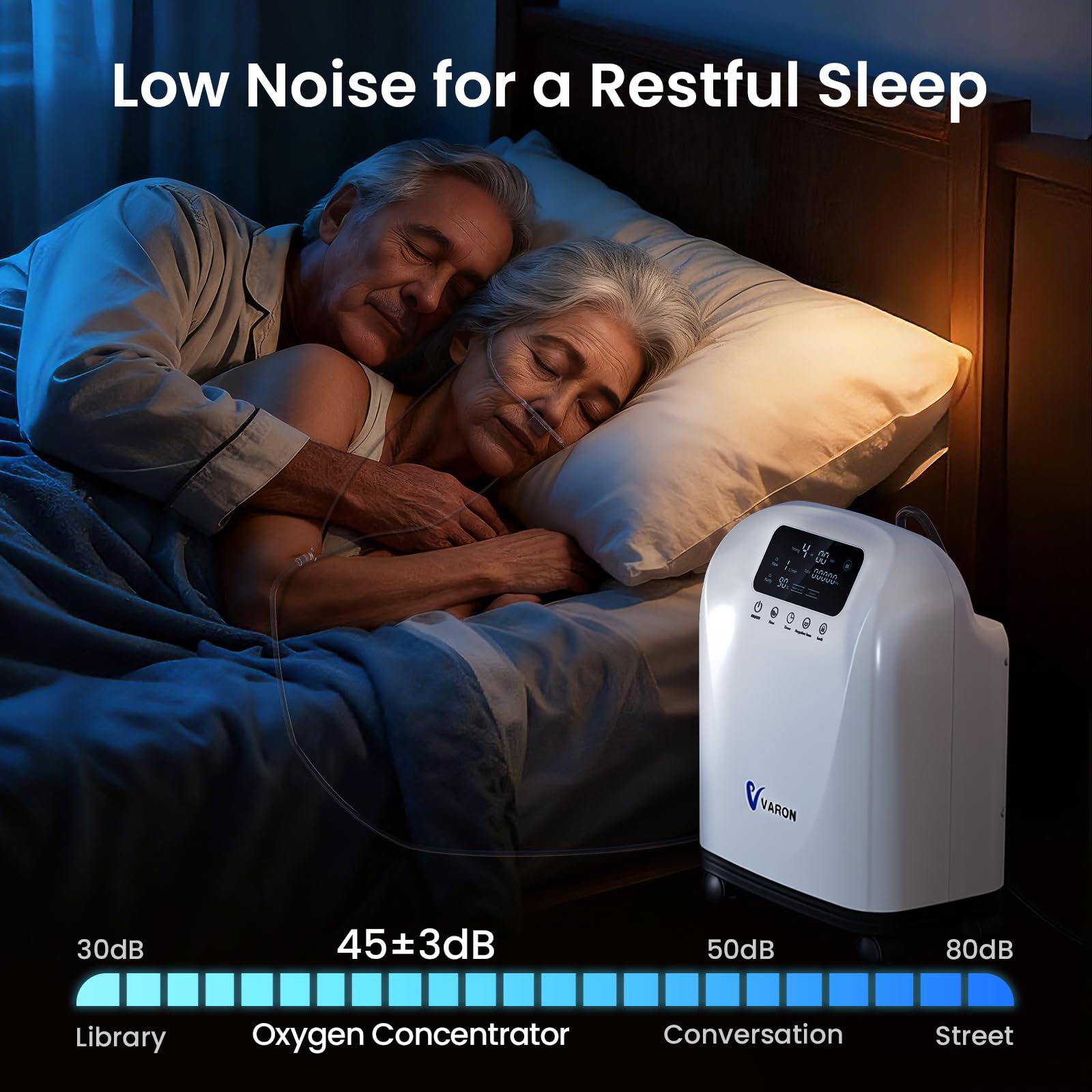 Concentrador de oxígeno portátil para el hogar, Xandoril, 1–9 l/min, 90% de concentración, adecuado para adultos y niños, con control remoto, <45 dB bajo ruido